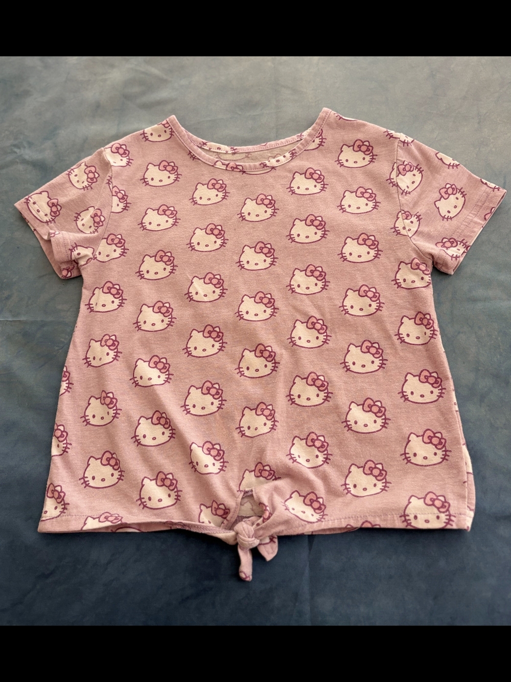 Girls' Pink Hello Kitty Short Sleeve Tie-Front Top